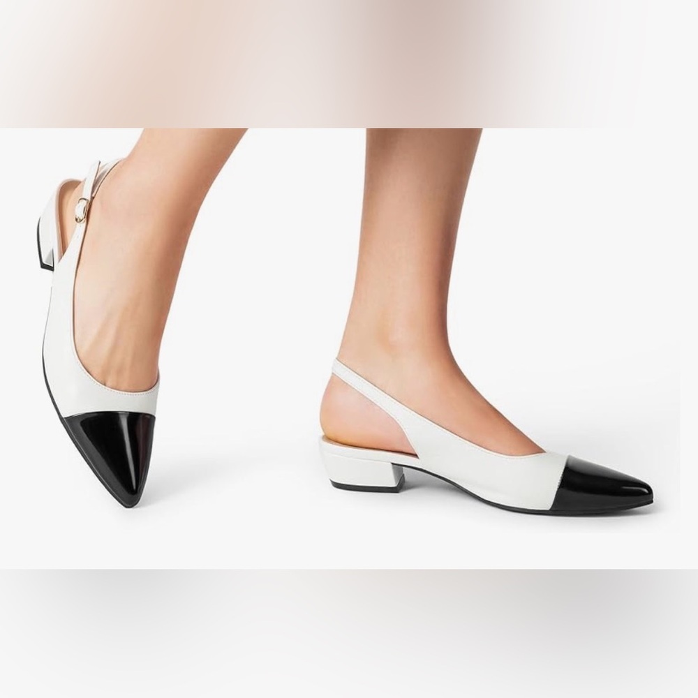 Sz 6.5 Dream Pairs Elegant Women's Slingback Shoes - Black and White - Picture 2 of 10